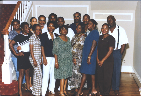 Front Row: Linda, Ethel, Clara, Christine, Betina, Mattie, Barabara, Friend of family, Randy, Friend of family, Ellis, John L, Friend of family, Nancy, & Shirley